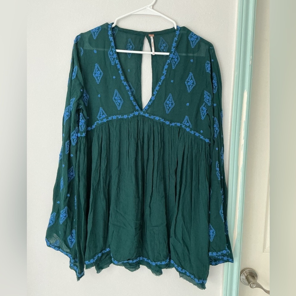 Free People Green and Blue Textured Top - Picture 7 of 15